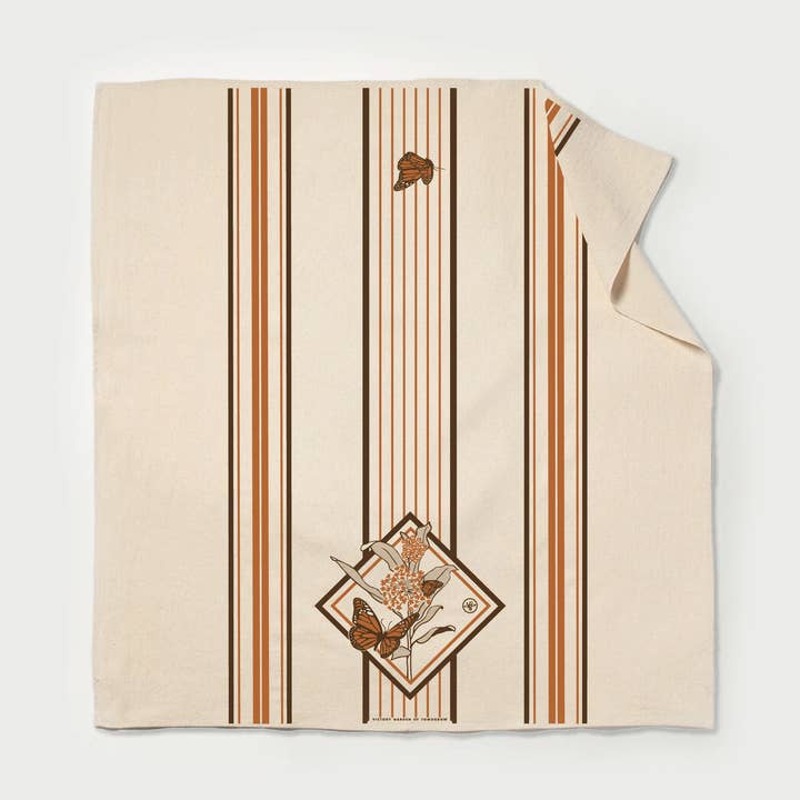 Monarch & Milkweed - Printed Floursack Furoshiki Towel for wholesale by Wirtheim Poster Arts LLC