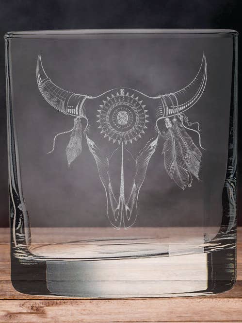 Feather Skull - Copo de Whisky Ocidental por atacado de Etchpress Yourself