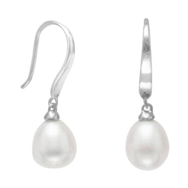 Orecchini in rodio con perle d'acqua dolce coltivate per la vendita all'ingrosso da parte di Silver Stars Collection