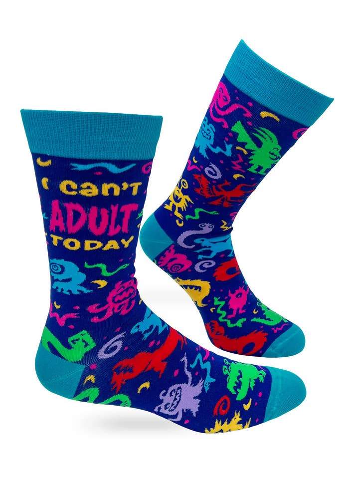 I Can’t Adult Today Men's Novelty Crew Socks for wholesale by Fabdaz