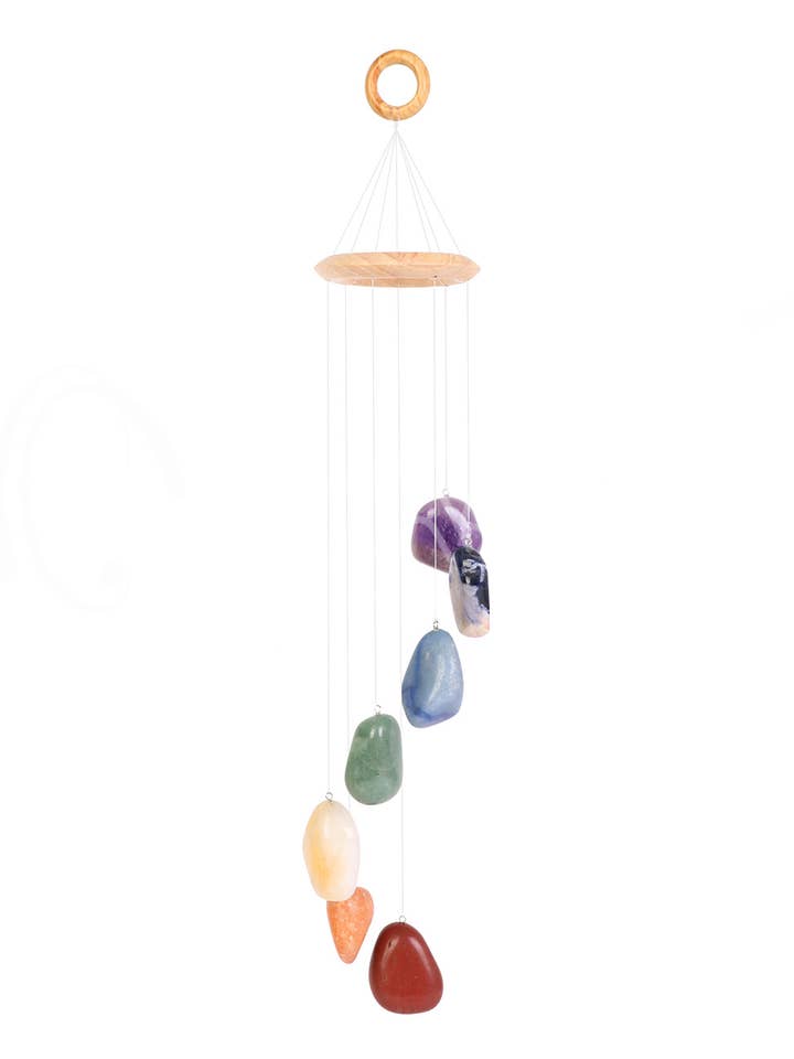 (PC)WIND CHIME/MOBILE - CHAKRA TUMBLED STONES 16-17"L for wholesale by Oceanic Linkways Inc