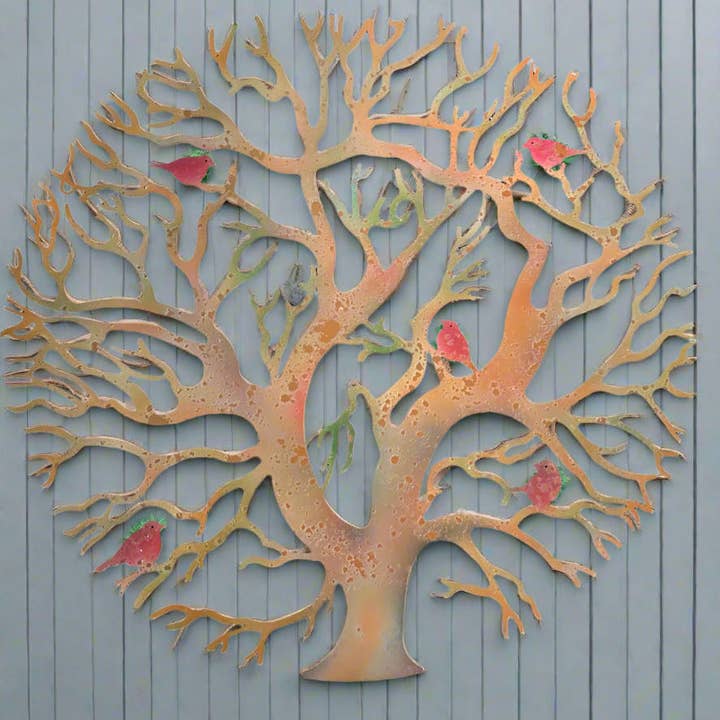 Marissa's Gifts - Wholesale Wall Accent - Tree of life bronze with peeling colourful effect wall art for outdoors and indoors 60cm