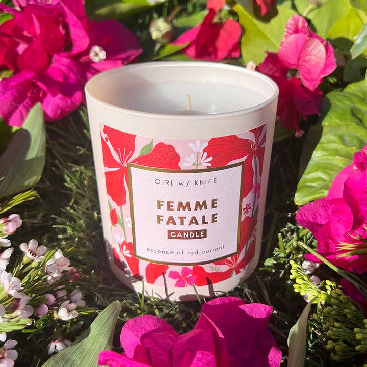 Girl w/ Knife - Wholesale Jar/Filled Candle - Femme Fatale Candle - Essence of Red Currant (soy coconut)1