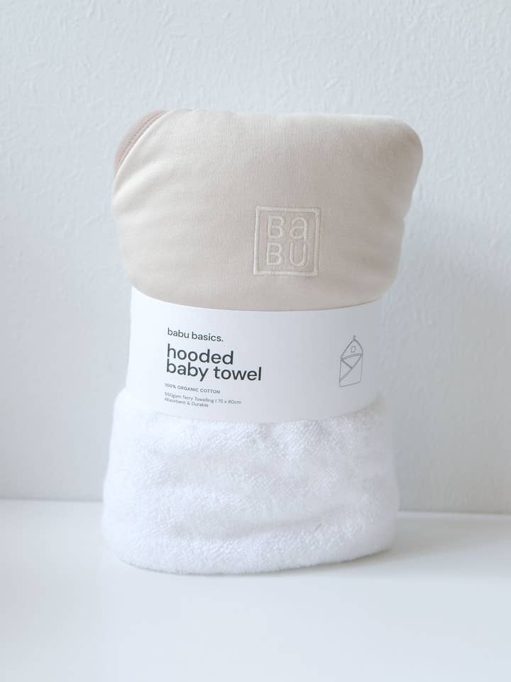 Toalla de bebé con capucha de rizo - Avena con ribete de nogal para venta al por mayor de Babu