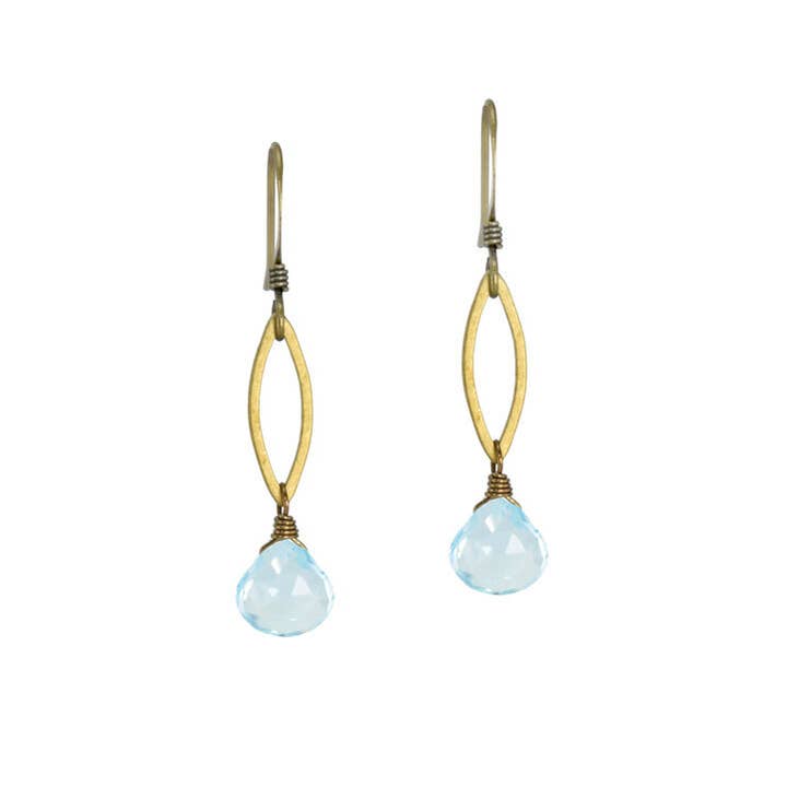 Sky Blue Topaz Marquis Drop Outline Earrings for Women for wholesale by Edgy Petal Jewelry