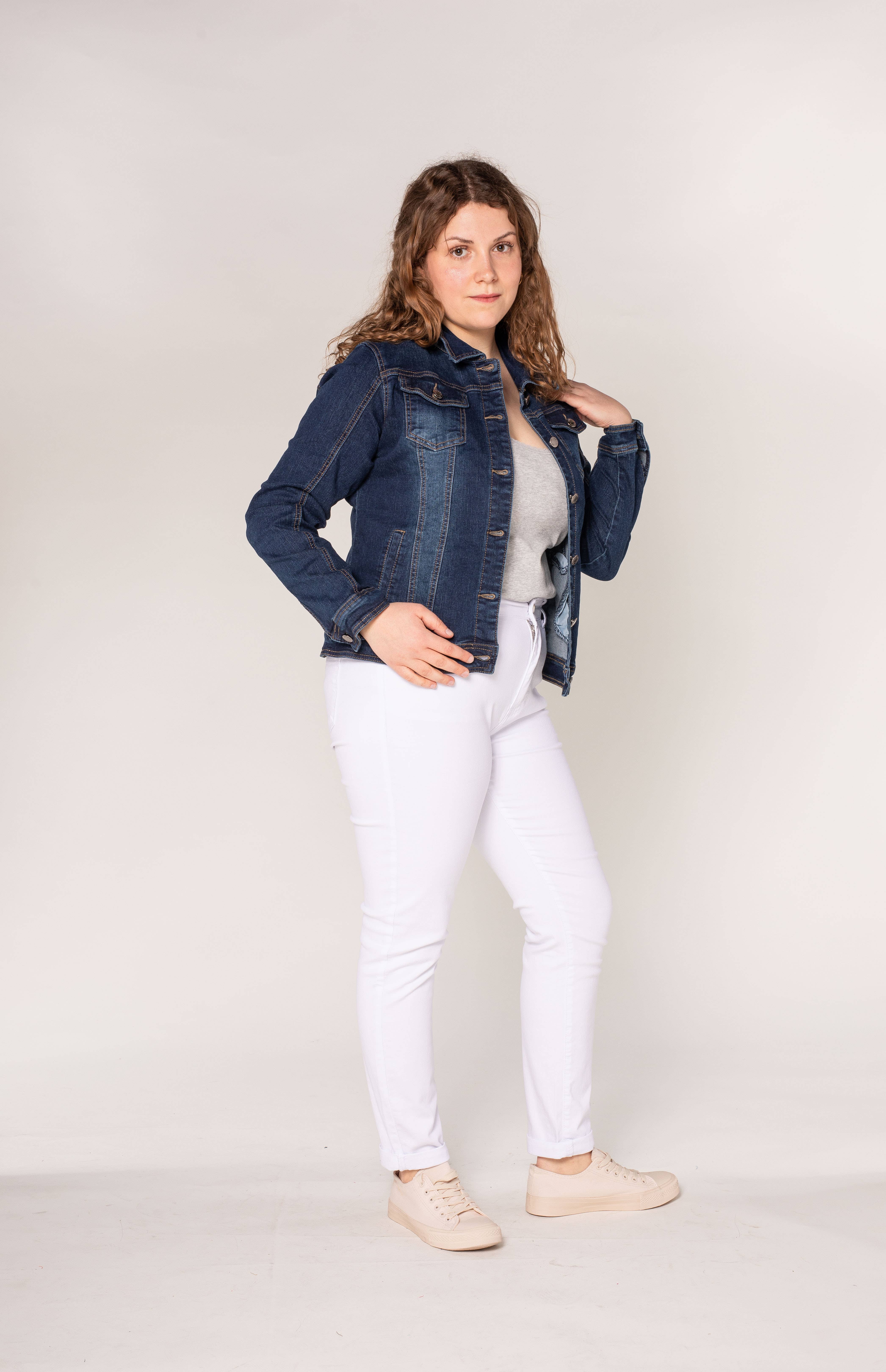Nina Carter - Vendita all'ingrosso Giacca di jeans - Donna - Giacca in denim elasticizzato plus size H189-1/H204-1/203-16