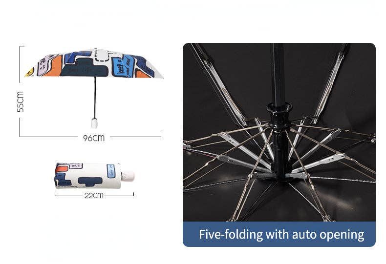 Funkyrel® Atzbranding Limited - Wholesale Umbrella - Women's - Tetris Pattern Folding Travel Umbrella for Sun and Rain7