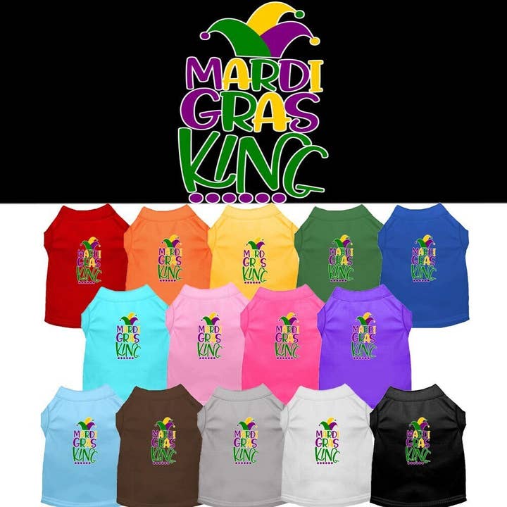 Pet Dog & Cat Shirt Screen Printed, "Mardi Gras King" for wholesale by As You Wish Apparel
