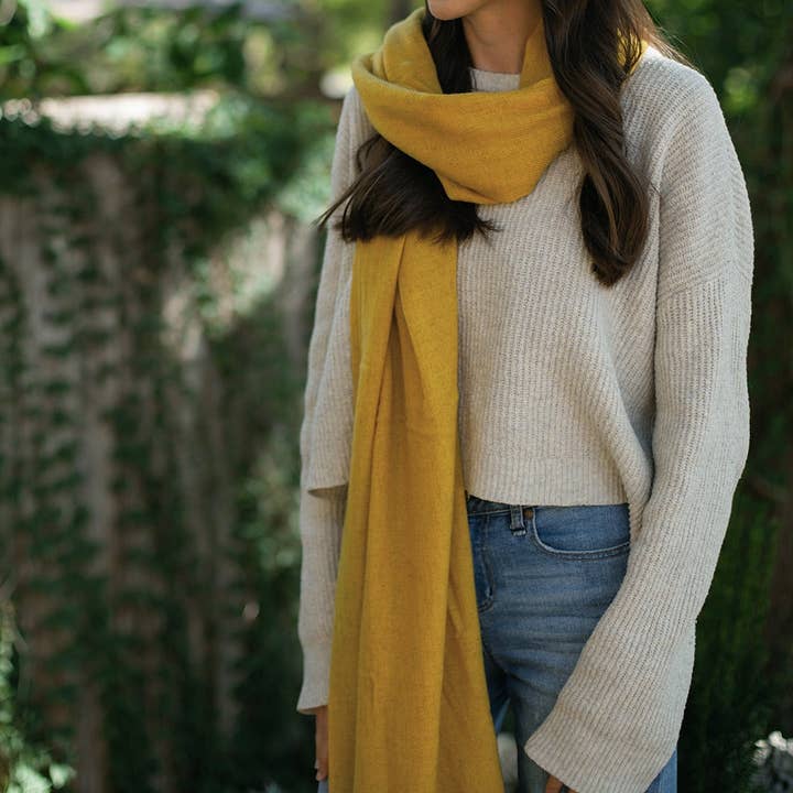 SLATE + SALT - Wholesale Scarf - Unisex - Mustard Handloom Cashmere Scarf1