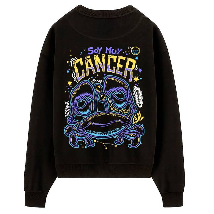 Sweatshirt PTFL Noire - ZODIAQUE Cancer pour la vente par Puterful