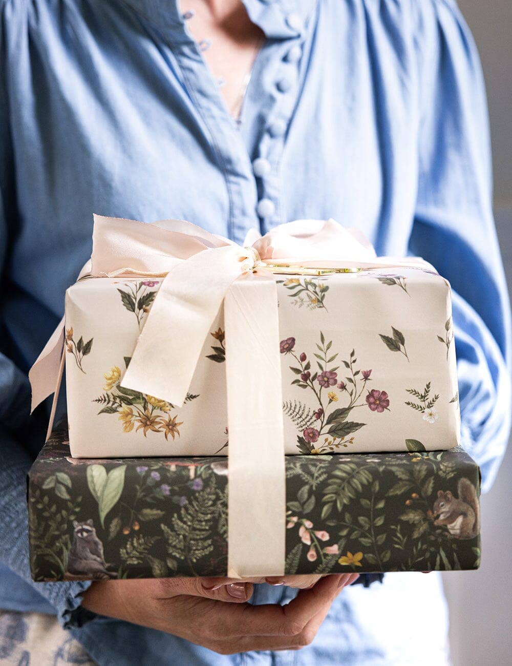 Bespoke Letterpress - Vente Feuille de papier cadeau - Papiers Cadeaux 6 Feuilles Dainty Blooms / Amis de la Forêt4