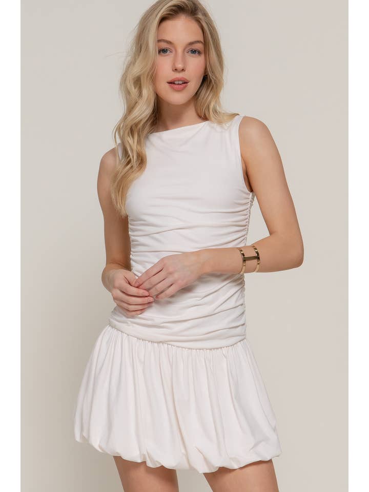 Active Basic | Active USA - Wholesale Dress - Women's - Sleeveless Boat Neck Voluminous Mini Dress1