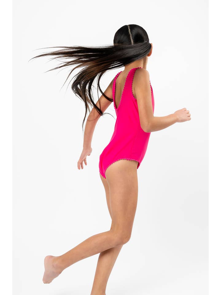 Coral Reef Swim - Wholesale One Piece Swimsuit - Kids - Hibiscus Bow Tie Kids One Piece3