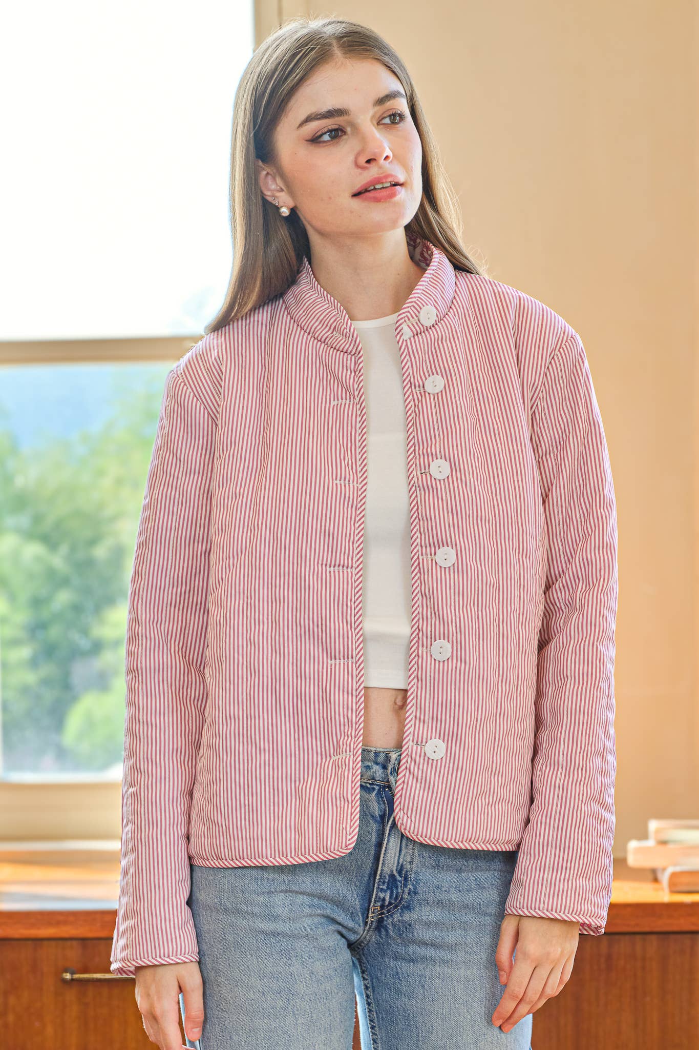 ROSIE POSIE - Wholesale Jacket - Women's - RP2545 - Two-in-One Reversible Floral and Stripe Jacket3