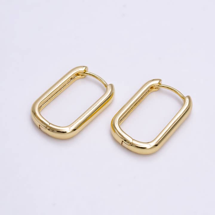 Aim Eternal - Wholesale Hoop Earrings - 14K Gold Filled 18mm Oblong Minimalist Huggie Hoop Earrings0