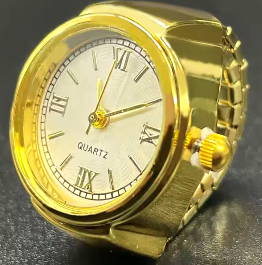 HoopLa - Wholesale Cocktail/Statement Ring - Watch Ring- Stainless Steel- Quartz Stretch Ring- Gift Box3