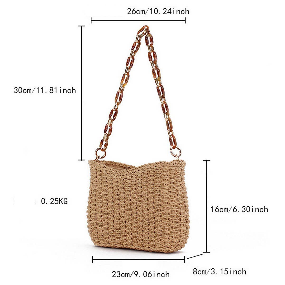 ACCITY - Wholesale Beach Bag - FASHIONABLE AND SIMPLE SOLID COLOR STRAW BAG_CWAB47023