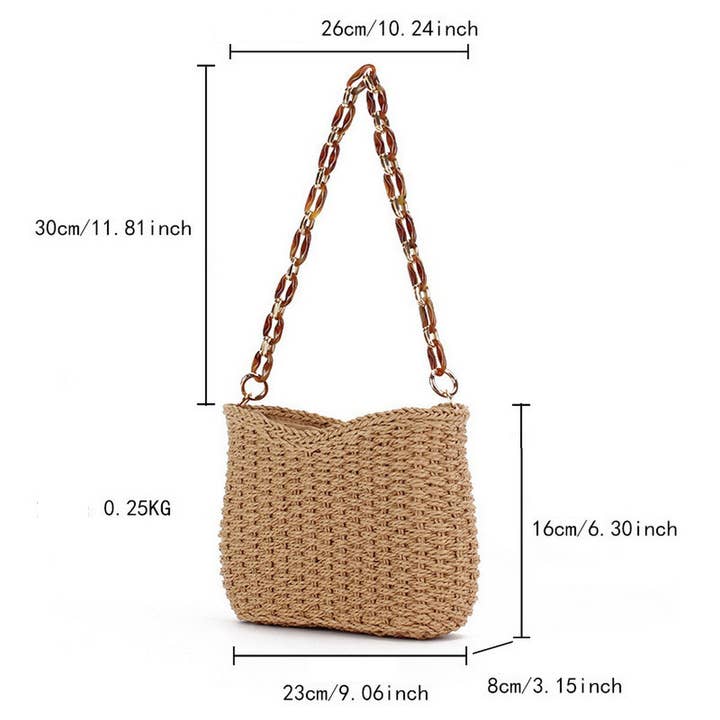 ACCITY - Wholesale Beach Bag - FASHIONABLE AND SIMPLE SOLID COLOR STRAW BAG_CWAB47023
