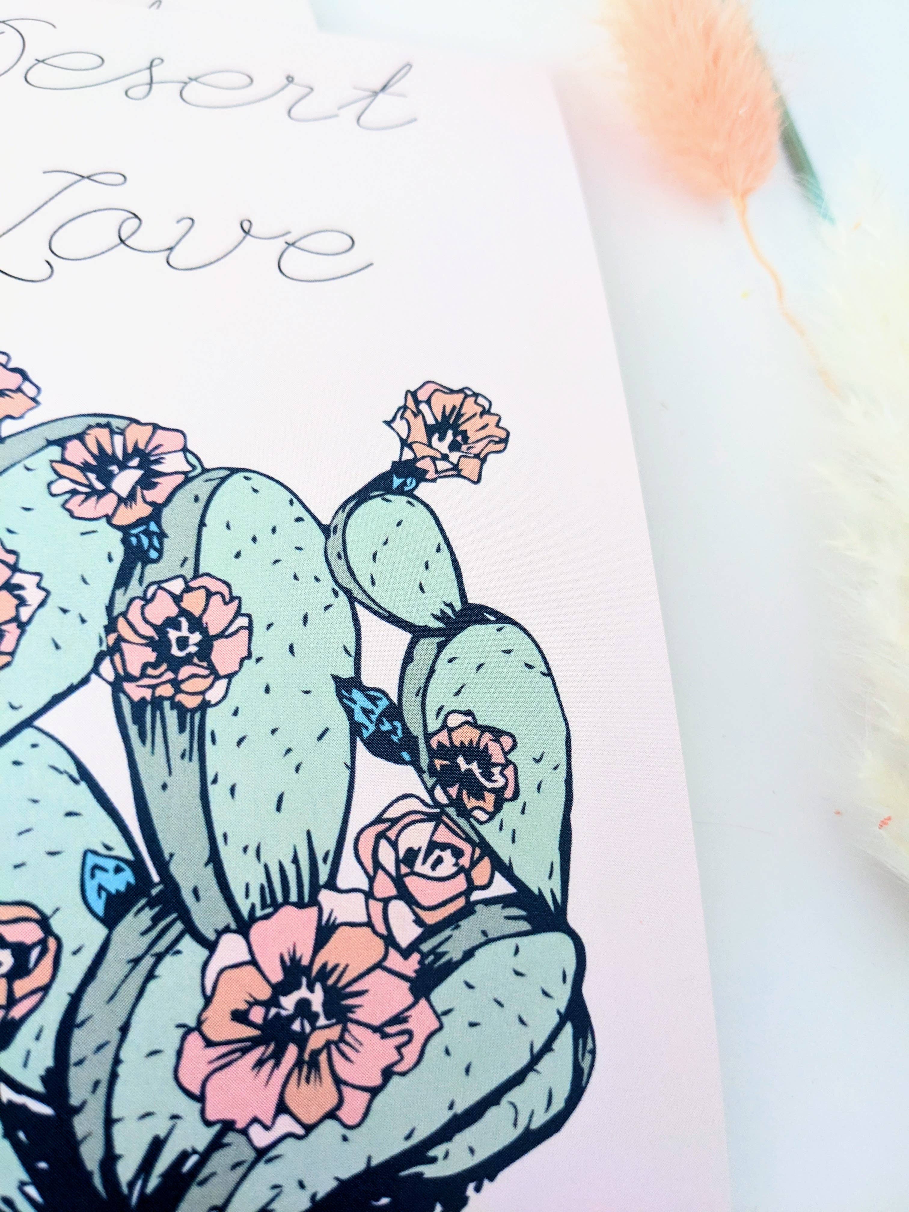 Mary Felker Art and Design - Wholesale Postcard - Desert Love Cactus Postcard, Cactus Card, Cactus Stationary3