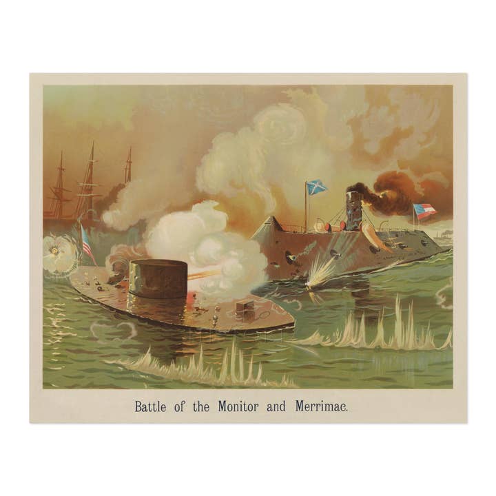 1889 Battle of Monitor and Merrimac Civil War Ironclad Naval Print - American Military History - Archival Reproduction for wholesale by Historic Prints