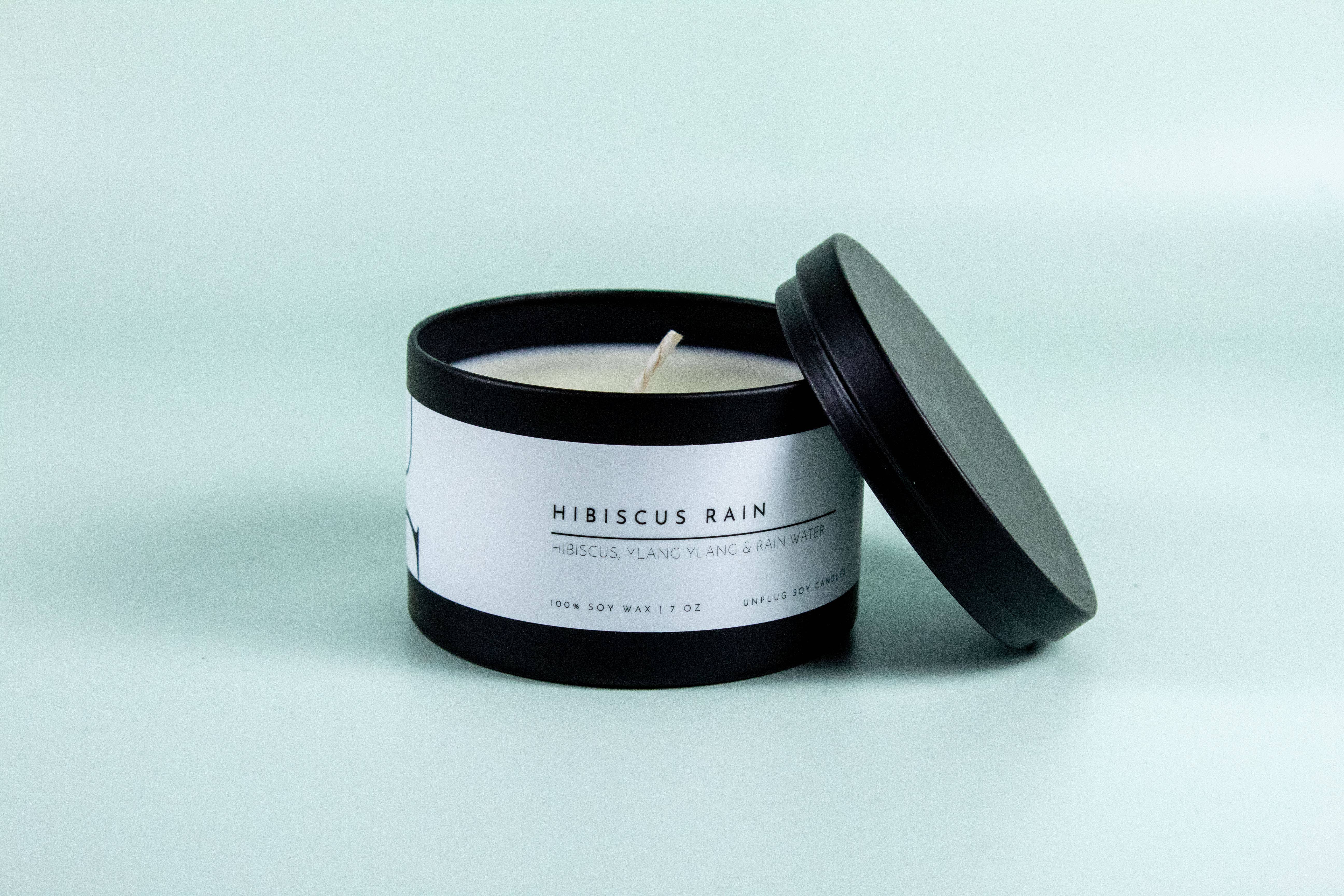 Unplug Soy Candles - Vente Bougies de voyage - Bougie en boîte de voyage en étain noir mat1
