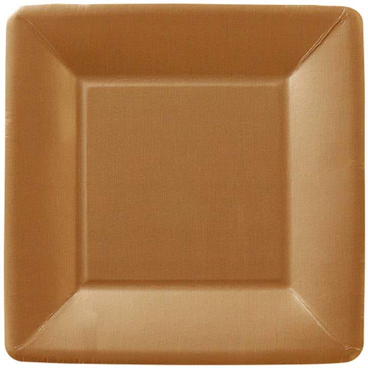 Boston International - Wholesale Disposable Plate - 7" Square Paper Plates Pack Of 8 Classic Linen copper