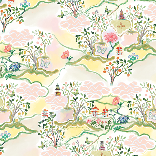 Frances Fields Home, formerly Fenwick Fields – wholesale Duk – GROSSIST Scalloped Square Table Topper | Pink Pagoda5