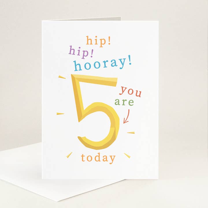 Carte d'anniversaire pour 5 ans pour la vente par Yellow Petal