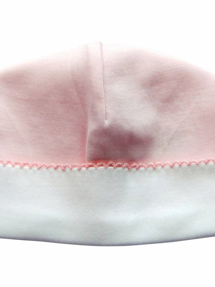 Pink Floral Monogram Girl Pima Cotton Baby Hat for wholesale by Baby Threads