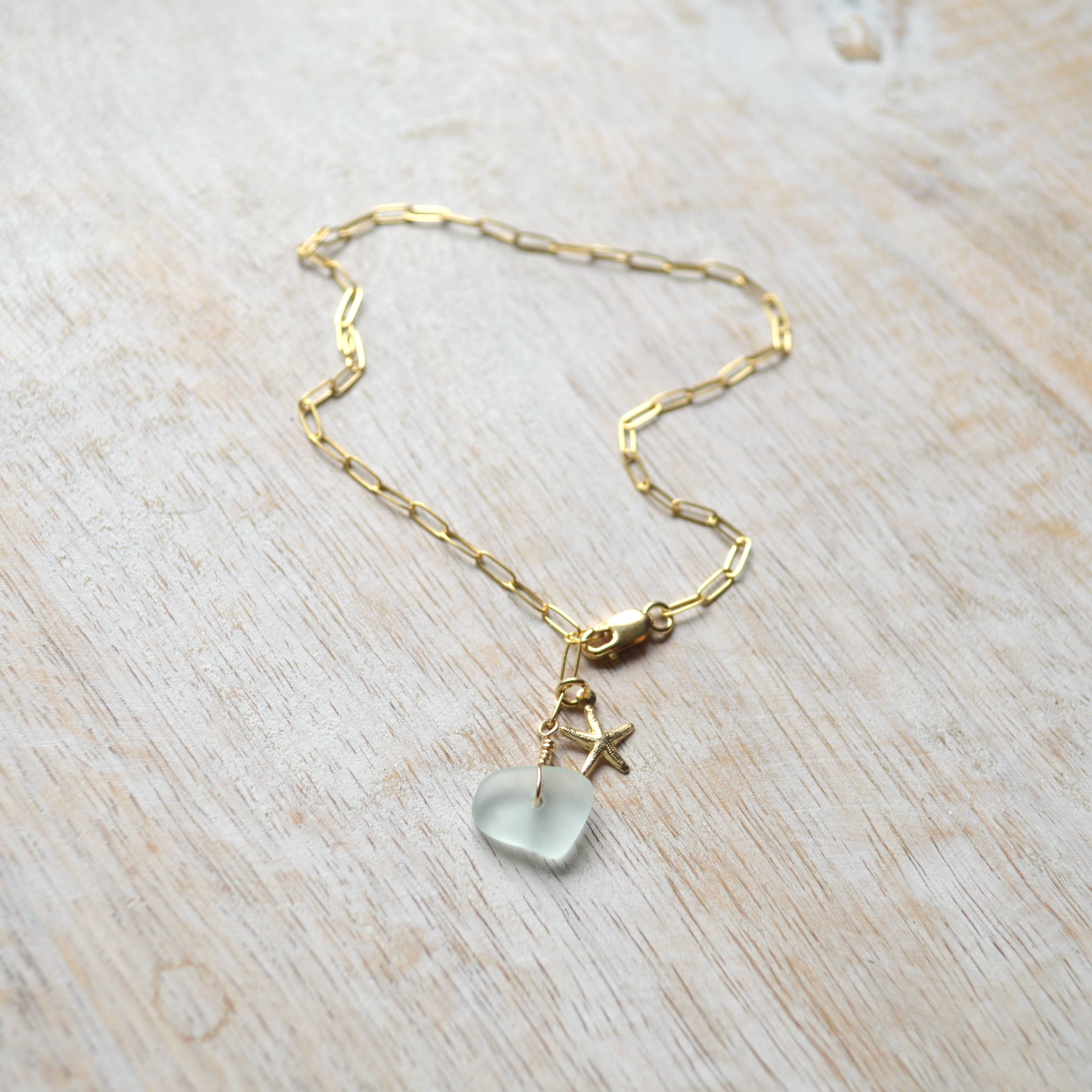 Salty But Sweet – Engroshandel Ankelkæde – Sea Foam Glas & Søstjerner Ankelkæde