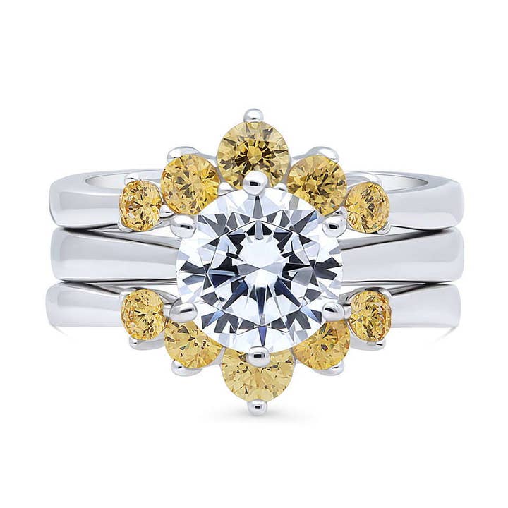 Conjunto de anéis de noivado de casamento CZ em prata BERRICLE 5 pedras 2ct por atacado de BERRICLE