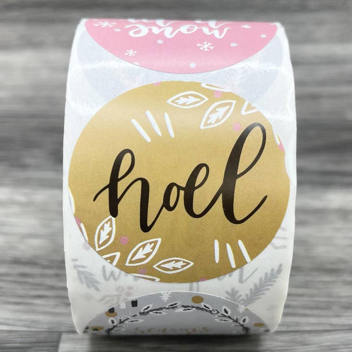 Thank You Stickers ROLL 1.5 inch Boho Christmas for wholesale by Hazel Hill ~MaeBella~