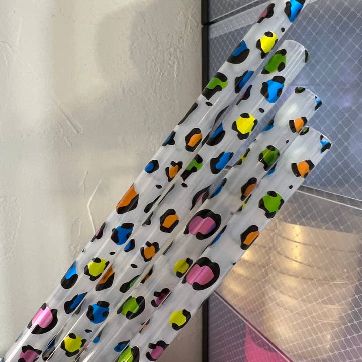 Clear Rainbow Leopard Straw (40oz Tumbler) for wholesale by Olive Lane Accessories