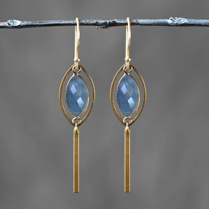 KBD Studio - Wholesale Dangle Earrings - Brass Marquise w/ Marquise Semi Precious6