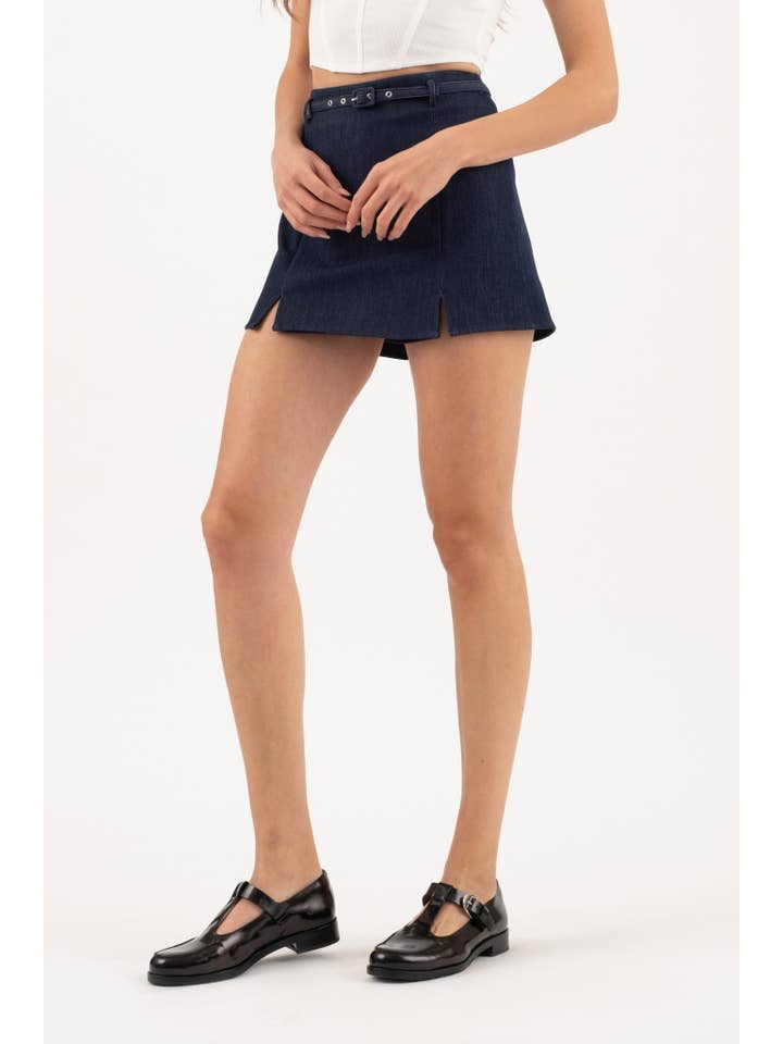 MARINE HOGE TAILLE SPLIT DIJ MET RIEM SKORT voor groothandel op Faire
