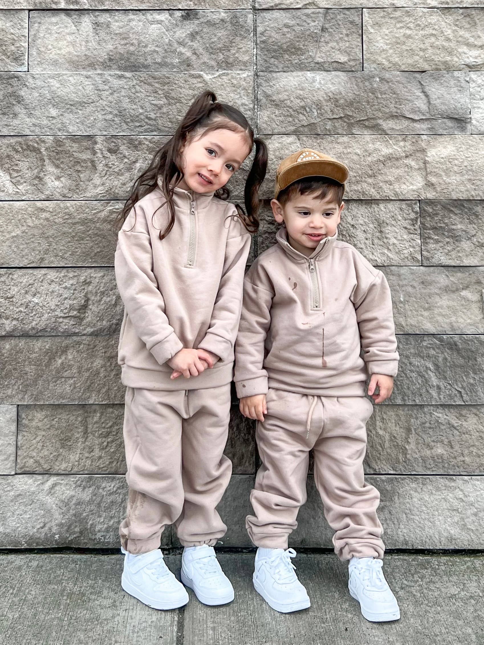 Fleece Sweatsuit Set in Taupe for wholesale on Faire3