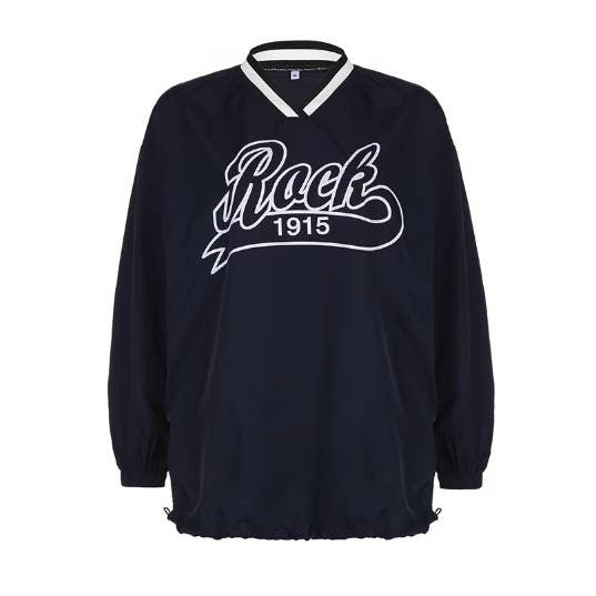 NAVY LONG SLEEVE FOOTBALL JERSEY TOP for wholesale on Faire