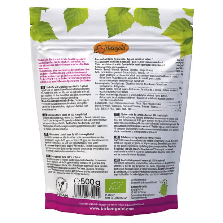 Birkengold – wholesale Sugar/Sweetener – Birkengold organic erythritol 500g