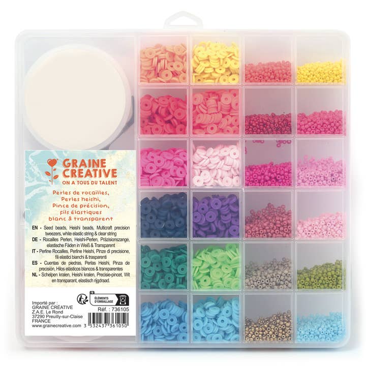 Graine Créative – wholesale Pärlor – PÄRLBURK + HEISHI + ELASTISKT SNÖRE + TÅNG