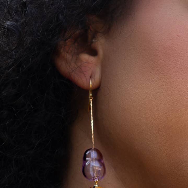 Peter and June - Wholesale Dangle Earrings - Lennox Dangle Earring - Hand Made Murano Lilac Glass0