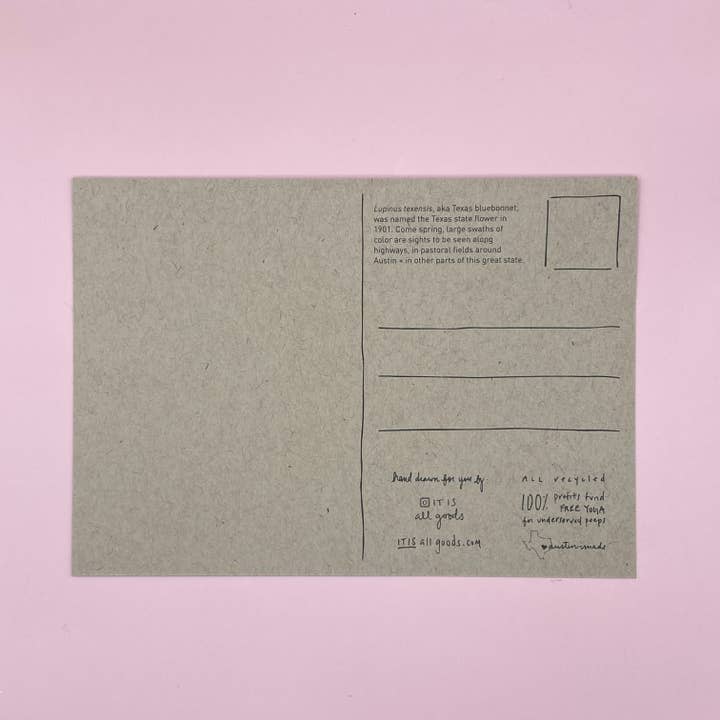 IT IS: All Goods - Wholesale Postcard - Bigger in Texas Bluebonnet | Postcard1