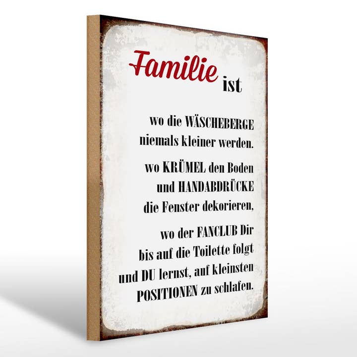 Wooden sign saying 30x40 cm Family is where the laundry mountains decorative sign for wholesale by Femer