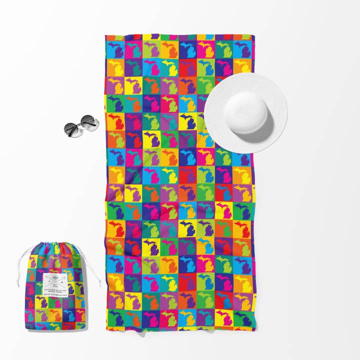 Michigan Pop Colors Doppelseitiges, schnell trocknendes Strandtuch für den Großhandel von June Apothicarie