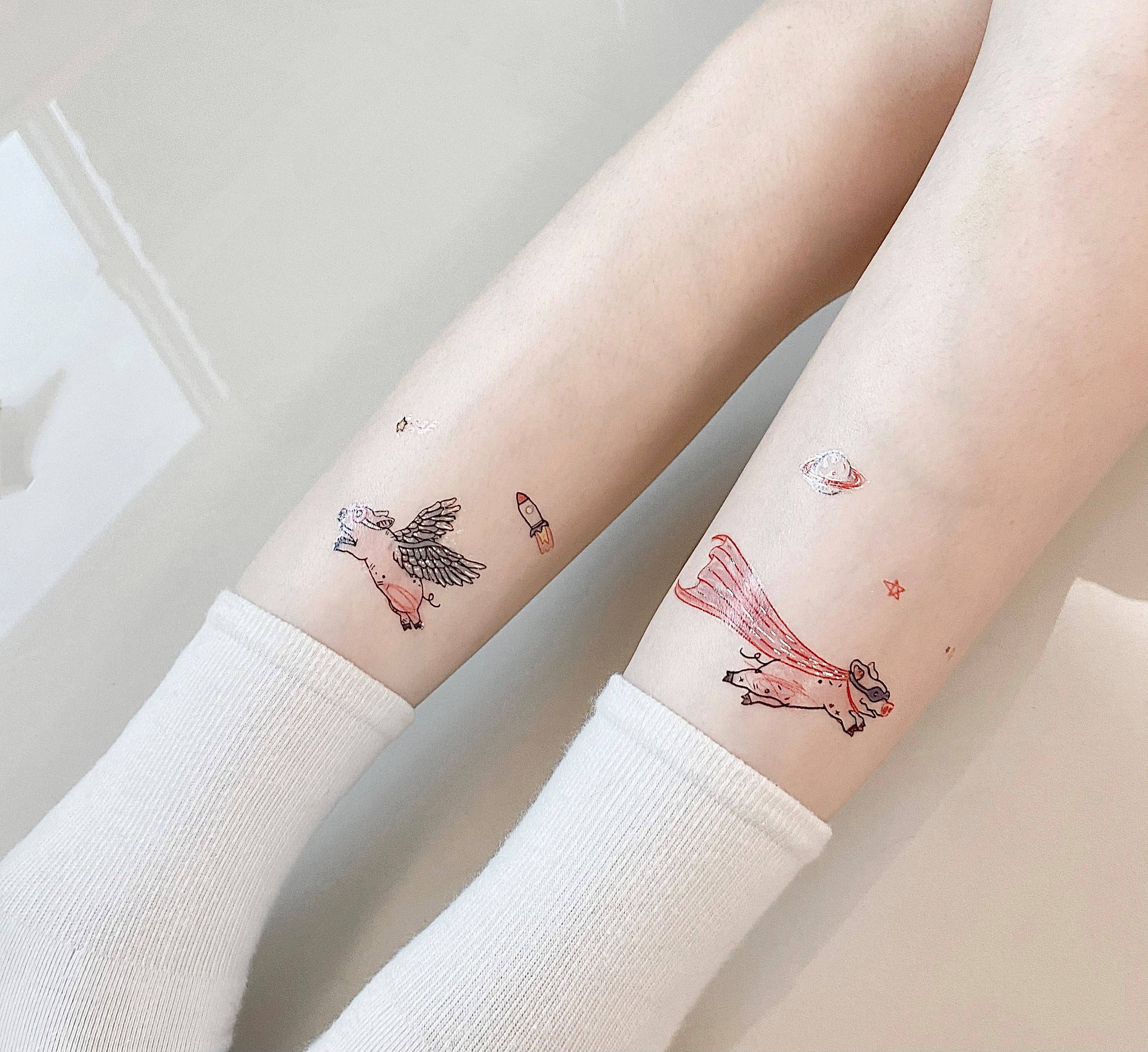 PAPERSELF - Wholesale Temporary Tattoo - Superhero Pigs Temporary Tattoos Stickers0