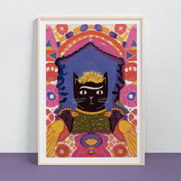 Furida et ses oiseaux Impression pour la vente par Niaski - Feline Fine Art (USA DUTIES PAID)