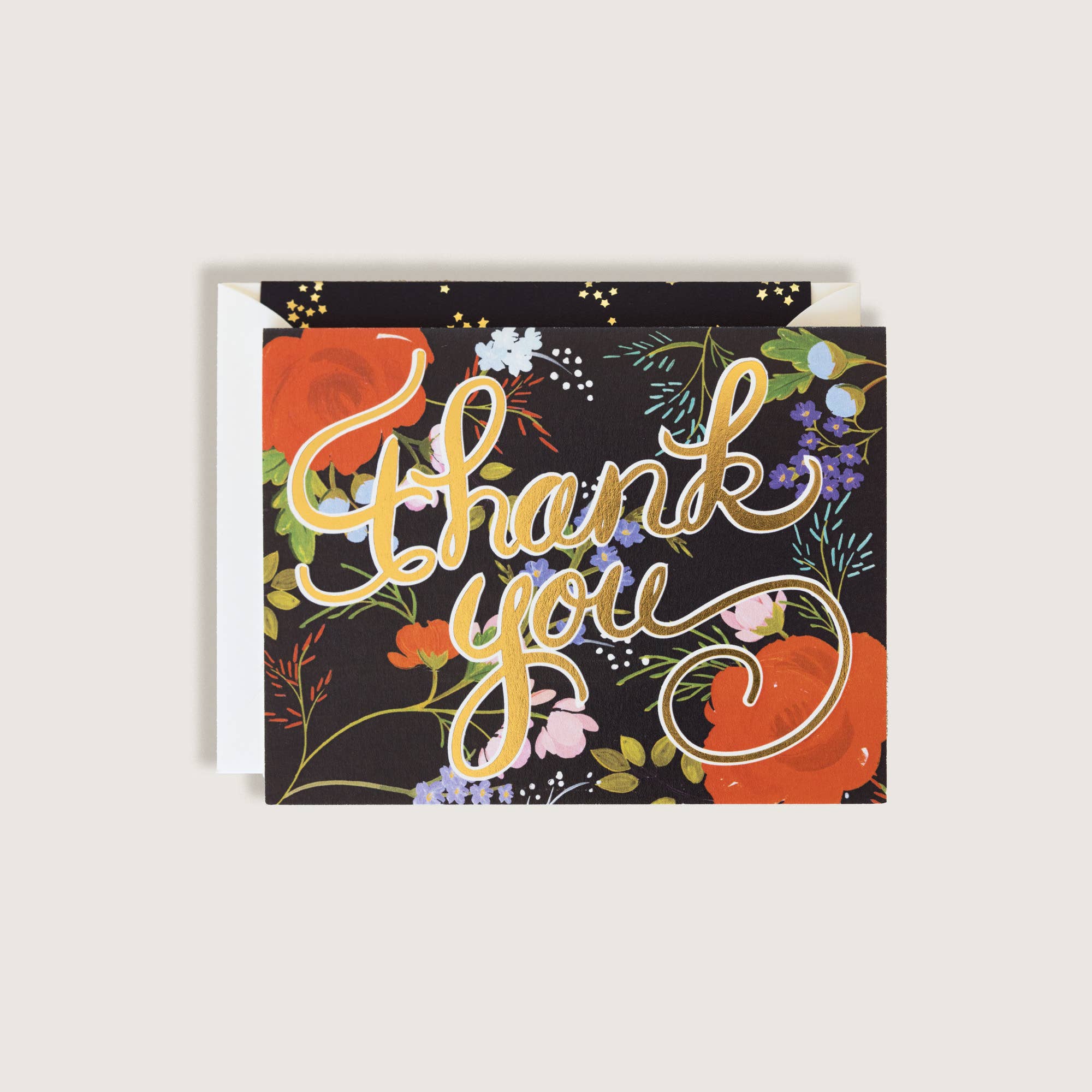 The First Snow - Wholesale Thank You Card - Thank You Script Black Floral0