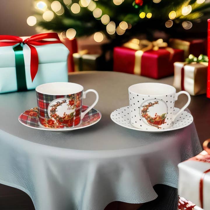 12PCS Christmas-themed porcelain coffee cup set for wholesale by MT TRADE