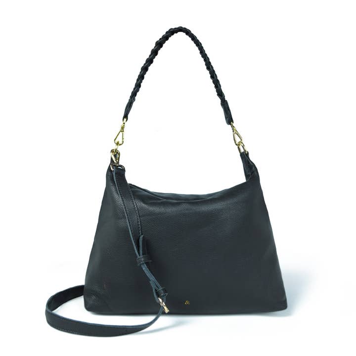 ETTIE Large Slouch Crossbody in Black Leather for wholesale by bell&fox