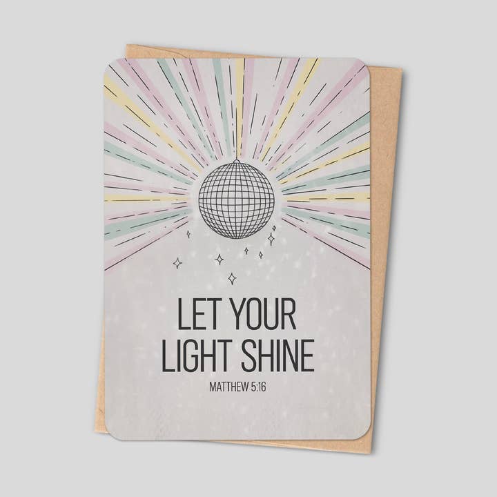 Lascia che la tua luce risplenda – Biglietto di auguri cristiano da Matteo 5:16 per la vendita all'ingrosso da parte di Little Prayer Tea Company