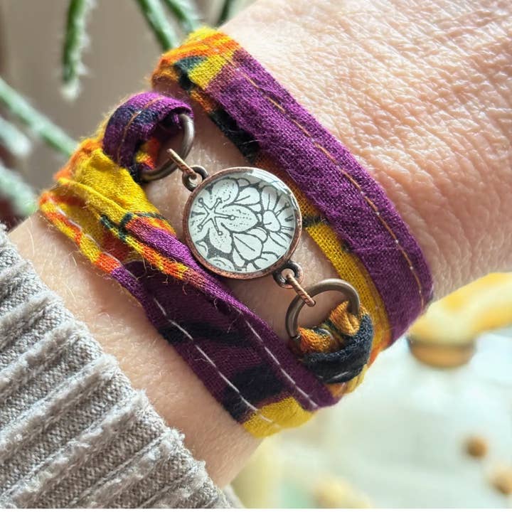 joeyfivecents - Wholesale Woven/Braided Bracelet - Sari Wrap Bracelet- repurposed cotton, adjustable, vegan3